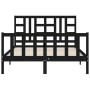 Bed frame with black solid wood headboard 160x200 cm by vidaXL, Beds and slatted bases - Ref: Foro24-3191985, Price: 179,99 €...