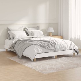 Glossy white engineered wood bed frame 135x190cm by vidaXL, Beds and slatted bases - Ref: Foro24-832079, Price: 133,37 €, Dis...