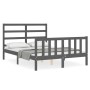 Double bed frame with gray solid wood headboard by vidaXL, Beds and slatted bases - Ref: Foro24-3191878, Price: 151,73 €, Dis...