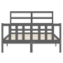 Double bed frame with gray solid wood headboard by vidaXL, Beds and slatted bases - Ref: Foro24-3191878, Price: 151,73 €, Dis...