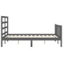 Double bed frame with gray solid wood headboard by vidaXL, Beds and slatted bases - Ref: Foro24-3191878, Price: 151,73 €, Dis...