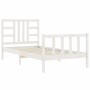 White solid wood bed frame with headboard 90x200 cm by vidaXL, Beds and slatted bases - Ref: Foro24-3191957, Price: 98,62 €, ...