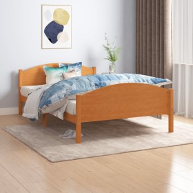 Solid pine wood bed frame honey brown 120x200 cm by vidaXL, Beds and slatted bases - Ref: Foro24-322038, Price: 146,99 €, Dis...