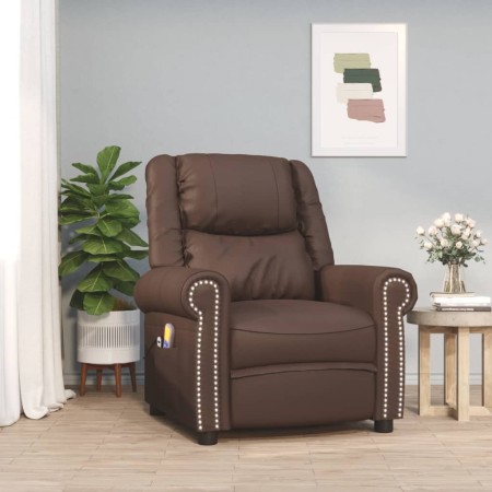 Glossy brown synthetic leather lifting massage chair by vidaXL, Armchairs - Ref: Foro24-3143412, Price: 414,11 €, Discount: %