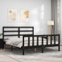 Bed frame with black solid wood headboard 160x200 cm by vidaXL, Beds and slatted bases - Ref: Foro24-3191920, Price: 172,28 €...