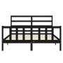 Bed frame with black solid wood headboard 160x200 cm by vidaXL, Beds and slatted bases - Ref: Foro24-3191920, Price: 172,28 €...