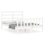 White solid wood bed frame with headboard 140x200 cm by vidaXL, Beds and slatted bases - Ref: Foro24-3191907, Price: 132,07 €...