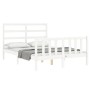 White solid wood bed frame with headboard 140x200 cm by vidaXL, Beds and slatted bases - Ref: Foro24-3191907, Price: 132,07 €...