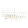 White solid wood bed frame with headboard 140x200 cm by vidaXL, Beds and slatted bases - Ref: Foro24-3191907, Price: 132,07 €...