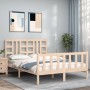 Double bed frame with solid wood headboard by vidaXL, Beds and slatted bases - Ref: Foro24-3191976, Price: 126,99 €, Discount: %