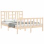 Double bed frame with solid wood headboard by vidaXL, Beds and slatted bases - Ref: Foro24-3191976, Price: 126,99 €, Discount: %