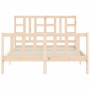 Estructura de cama de matrimonio con cabecero madera maciza de vidaXL, Camas y somieres - Ref: Foro24-3191976, Precio: 126,74...