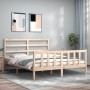 Bed frame with solid wood headboard 160x200 cm by vidaXL, Beds and slatted bases - Ref: Foro24-3191916, Price: 134,21 €, Disc...