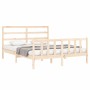 Bed frame with solid wood headboard 160x200 cm by vidaXL, Beds and slatted bases - Ref: Foro24-3191916, Price: 134,99 €, Disc...