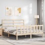 Bed frame with solid wood headboard 160x200 cm by vidaXL, Beds and slatted bases - Ref: Foro24-3191916, Price: 134,99 €, Disc...