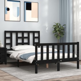 Bed frame with black solid wood headboard 120x200 cm by vidaXL, Beds and slatted bases - Ref: Foro24-3191970, Price: 171,05 €...