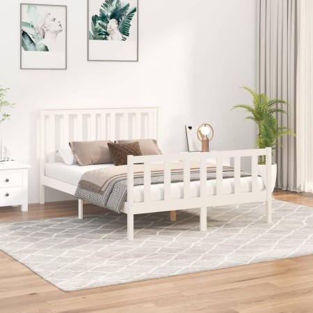 Bed frame with white pine wood headboard 120x200 cm by vidaXL, Beds and slatted bases - Ref: Foro24-3188202, Price: 166,97 €,...