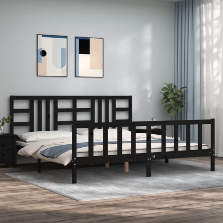 Estructura de cama con cabecero madera maciza negro 200x200 cm de vidaXL, Camas y somieres - Ref: Foro24-3191995, Precio: 199...