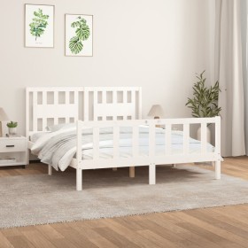 White pine wood bed frame with headboard 150x200cm by vidaXL, Beds and slatted bases - Ref: Foro24-3188172, Price: 146,69 €, ...