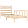 Bed frame with solid wood headboard 90x200 cm by vidaXL, Beds and slatted bases - Ref: Foro24-3192021, Price: 90,39 €, Discou...