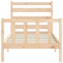 Bed frame with solid wood headboard 90x200 cm by vidaXL, Beds and slatted bases - Ref: Foro24-3192021, Price: 90,39 €, Discou...