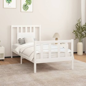 White pine wood bed frame with headboard 90x200 cm by vidaXL, Beds and slatted bases - Ref: Foro24-3188152, Price: 103,99 €, ...