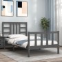 Estructura de cama con cabecero madera maciza gris 90x190 cm de vidaXL, Camas y somieres - Ref: Foro24-3191938, Precio: 100,9...