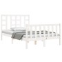 Double bed frame with white solid wood headboard by vidaXL, Beds and slatted bases - Ref: Foro24-3191942, Price: 138,99 €, Di...