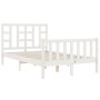 Double bed frame with white solid wood headboard by vidaXL, Beds and slatted bases - Ref: Foro24-3191942, Price: 138,99 €, Di...