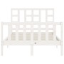 Double bed frame with white solid wood headboard by vidaXL, Beds and slatted bases - Ref: Foro24-3191942, Price: 138,99 €, Di...