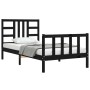 Bed frame with black solid wood headboard 90x200 cm by vidaXL, Beds and slatted bases - Ref: Foro24-3191960, Price: 137,82 €,...