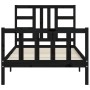 Bed frame with black solid wood headboard 90x200 cm by vidaXL, Beds and slatted bases - Ref: Foro24-3191960, Price: 137,82 €,...