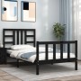 Bed frame with black solid wood headboard 90x190 cm by vidaXL, Beds and slatted bases - Ref: Foro24-3191940, Price: 126,61 €,...