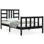 Bed frame with black solid wood headboard 90x190 cm by vidaXL, Beds and slatted bases - Ref: Foro24-3191940, Price: 126,61 €,...