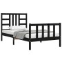 Bed frame with black solid wood headboard 90x190 cm by vidaXL, Beds and slatted bases - Ref: Foro24-3191940, Price: 126,61 €,...