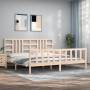 Bed frame with solid wood headboard 200x200 cm by vidaXL, Beds and slatted bases - Ref: Foro24-3191991, Price: 138,98 €, Disc...