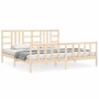 Bed frame with solid wood headboard 200x200 cm by vidaXL, Beds and slatted bases - Ref: Foro24-3191991, Price: 138,98 €, Disc...