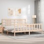 Bed frame with solid wood headboard 200x200 cm by vidaXL, Beds and slatted bases - Ref: Foro24-3191991, Price: 138,98 €, Disc...