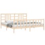 Bed frame with solid wood headboard 200x200 cm by vidaXL, Beds and slatted bases - Ref: Foro24-3191991, Price: 138,98 €, Disc...