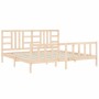 Bed frame with solid wood headboard 200x200 cm by vidaXL, Beds and slatted bases - Ref: Foro24-3191991, Price: 138,98 €, Disc...