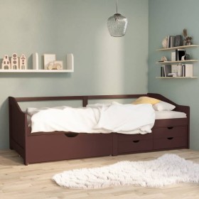 3-seater sofa bed with drawers solid pine dark brown 90x200 cm by vidaXL, Beds and slatted bases - Ref: Foro24-322172, Price:...