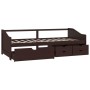 3-seater sofa bed with drawers solid pine dark brown 90x200 cm by vidaXL, Beds and slatted bases - Ref: Foro24-322172, Price:...