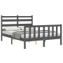 Estructura de cama con cabecero madera maciza gris 140x200 cm de vidaXL, Camas y somieres - Ref: Foro24-3192038, Precio: 156,...