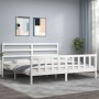 Estructura de cama con cabecero madera maciza blanco 180x200 cm de vidaXL, Camas y somieres - Ref: Foro24-3191922, Precio: 16...