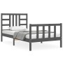 Gray solid wood bed frame with headboard 90x200 cm by vidaXL, Beds and slatted bases - Ref: Foro24-3191958, Price: 114,99 €, ...