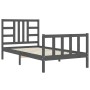 Gray solid wood bed frame with headboard 90x200 cm by vidaXL, Beds and slatted bases - Ref: Foro24-3191958, Price: 114,99 €, ...