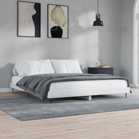 Engineered wood bed frame in glossy white 120x200cm by vidaXL, Beds and slatted bases - Ref: Foro24-832255, Price: 123,48 €, ...