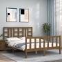 Honey brown wooden bed frame with headboard 160x200 cm by vidaXL, Beds and slatted bases - Ref: Foro24-3191984, Price: 170,69...