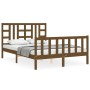 Honey brown wooden bed frame with headboard 160x200 cm by vidaXL, Beds and slatted bases - Ref: Foro24-3191984, Price: 170,69...