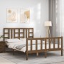 Honey brown wooden bed frame with headboard 160x200 cm by vidaXL, Beds and slatted bases - Ref: Foro24-3191984, Price: 170,69...